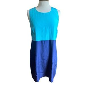NWT JB by Julie Brown NYC 8 Sleeveless Blue 100% Silk Color Block Dress